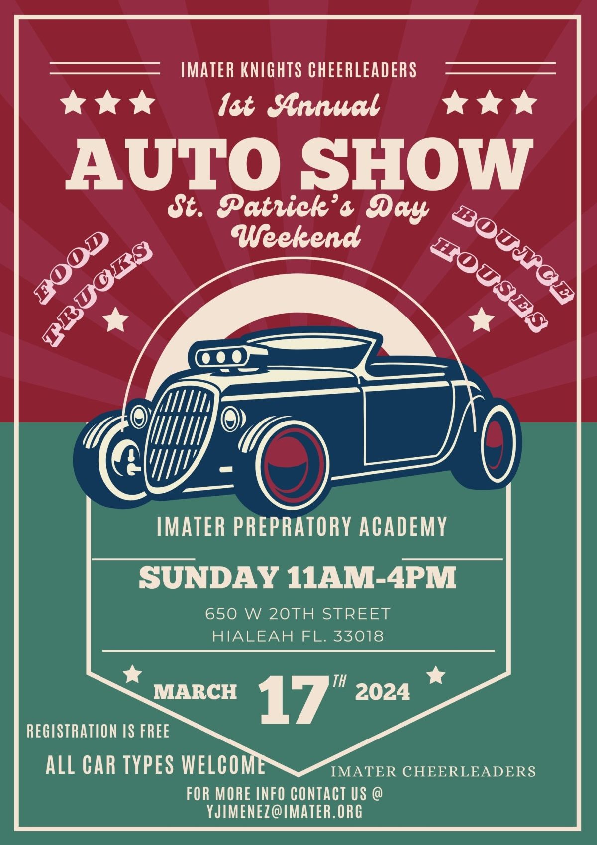1st Annual St Patrick’s Day Car Show – Imater Preparatory Academy – Sunday March 17th – 11 am – 4 pm